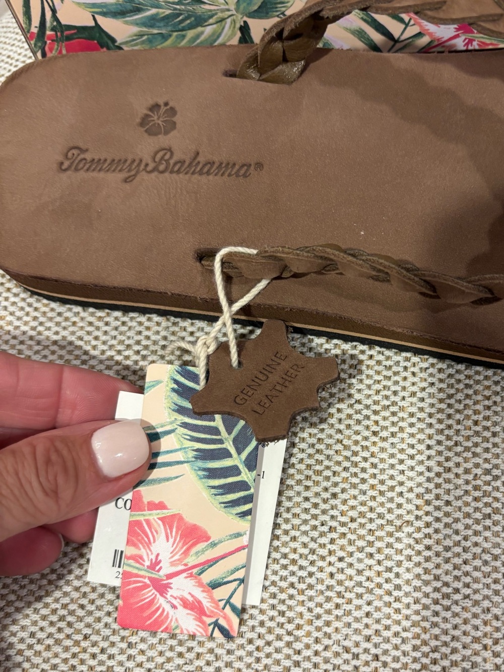 Women's Tommy Bahama Braided Strap Brown Elliot Flip Flop Sandals - Size 7 1/2 - Picture 10 of 12